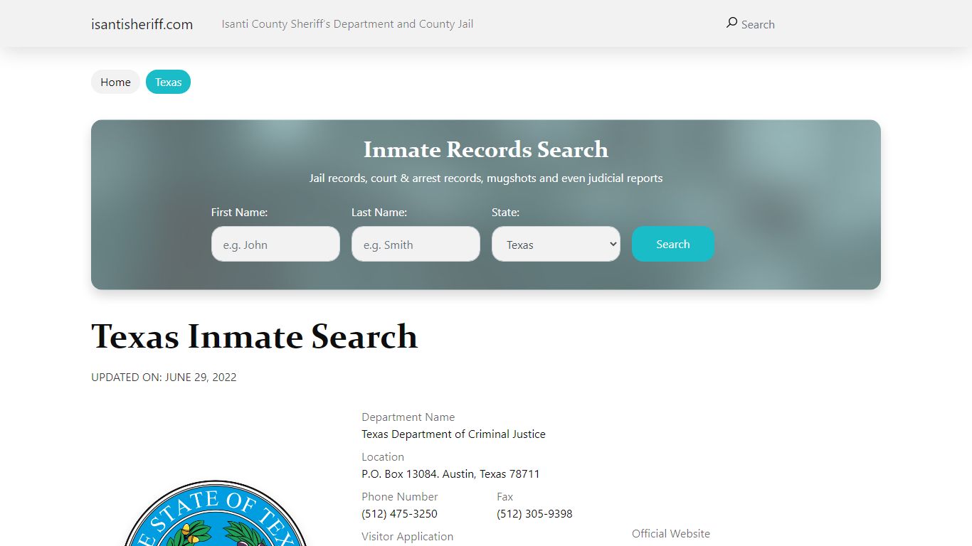 Texas Inmate Search – Texas Department of Criminal Justice Offender Lookup